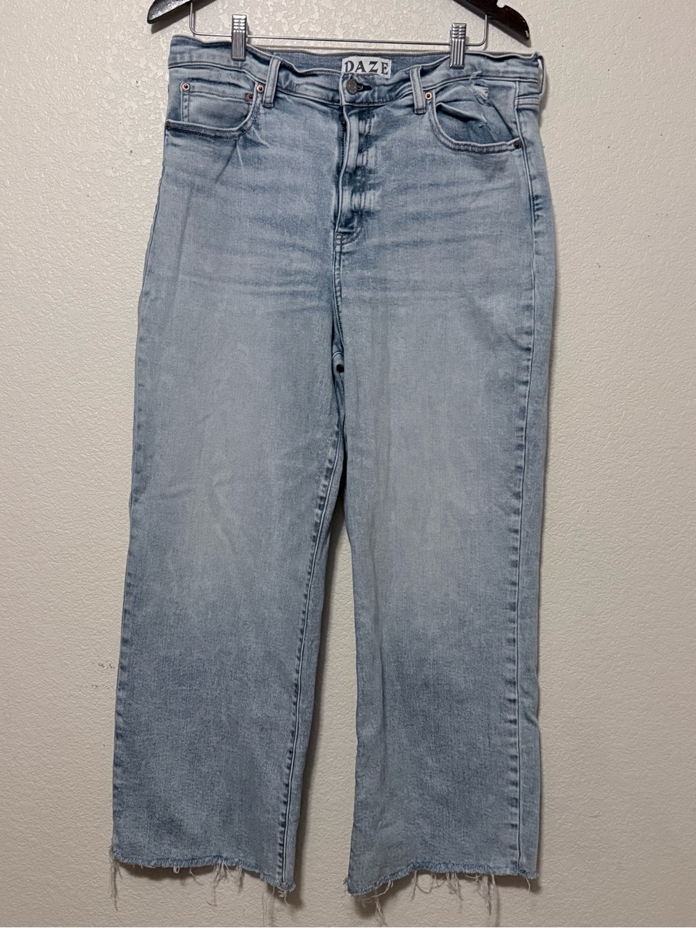 Daze Light Blue Straight-Leg Jeans with Raw Hem 0131